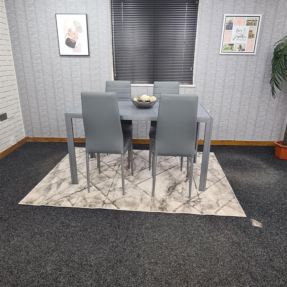 Kosy Koala 4 Seater Glass and Faux Leather Dining Set Grey Image 3
