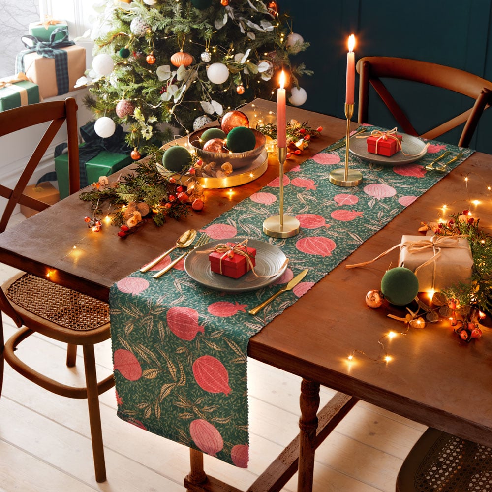 Paoletti Green Pomegranate Trending Table Runner 180 x 35cm Image 2