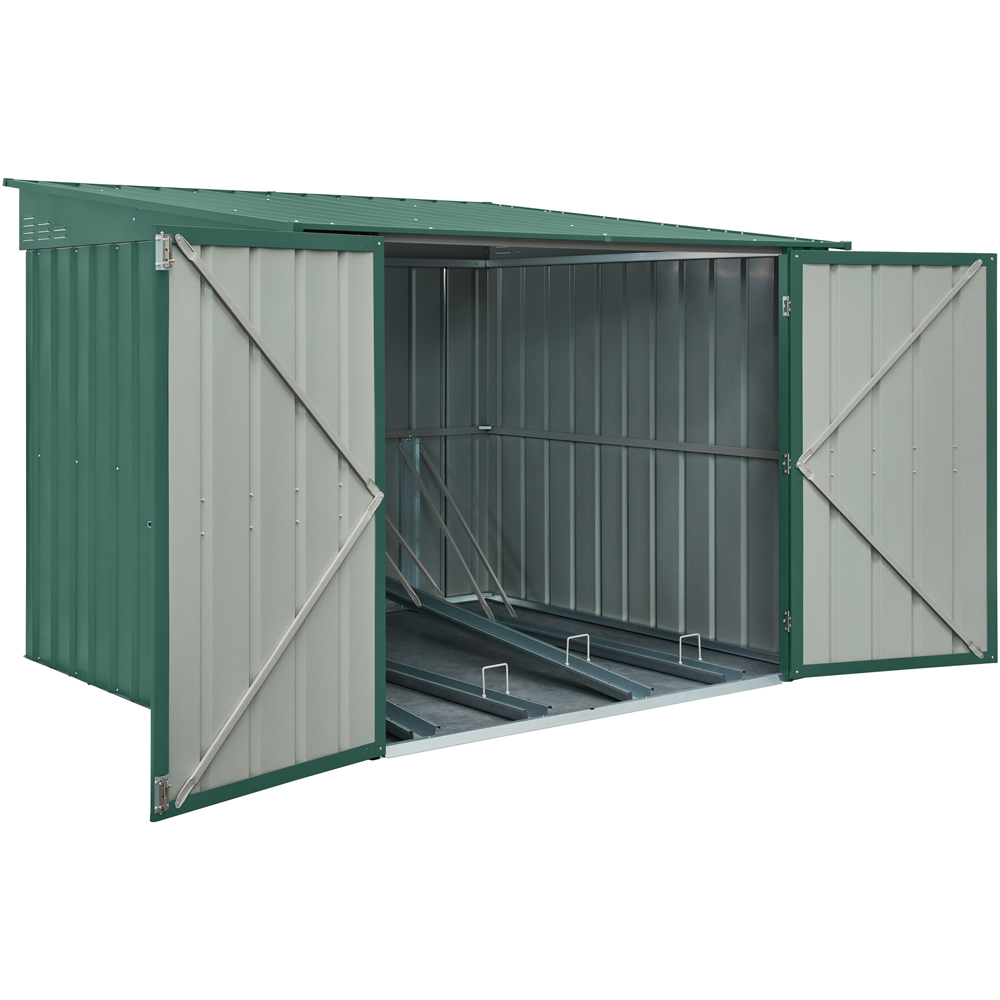 Globel 6 x 6ft 2 Door Green Metal Pent Bike Shed Image 6