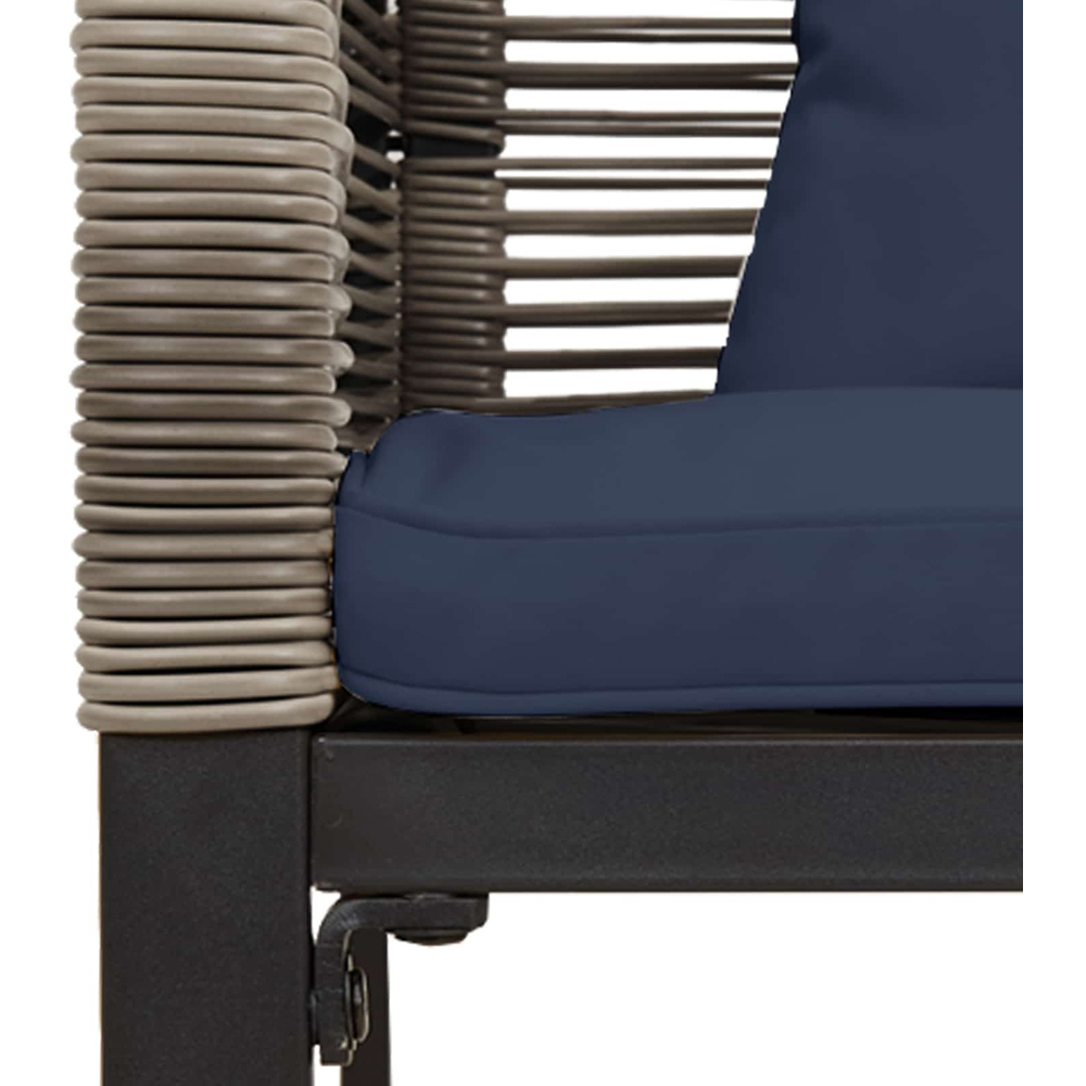 vidaXL Grey and Navy Blue Poly Rattan Garden Bench with Cushion 117 x 54 x 74.5cm Image 7