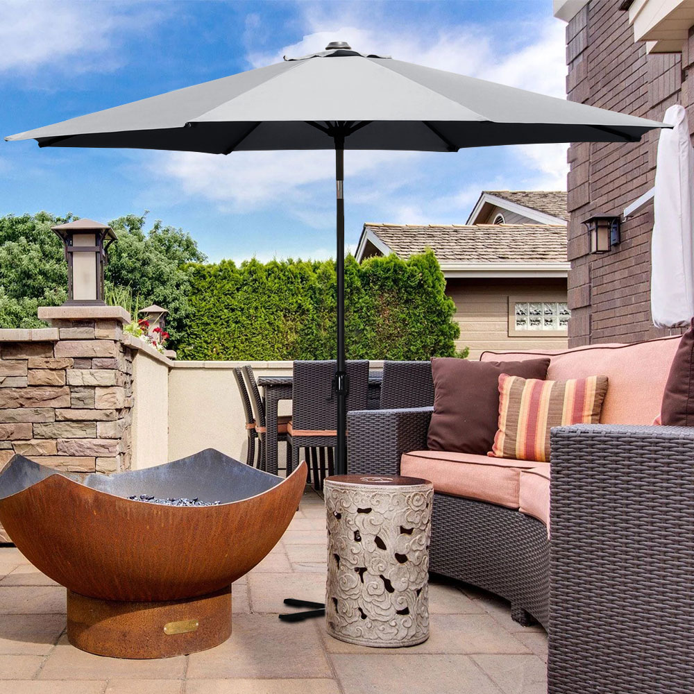 Living and Home Dark Grey Crank and Tilt Parasol with Foldable Base 3m Image 2