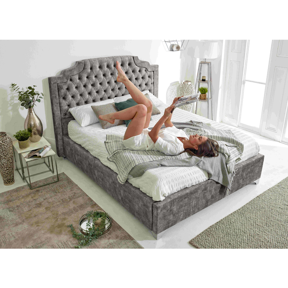 Eleganza Ryker Super King Size Grey Oakland Fabric Bed Frame with Chesterfield Headboard Image 7