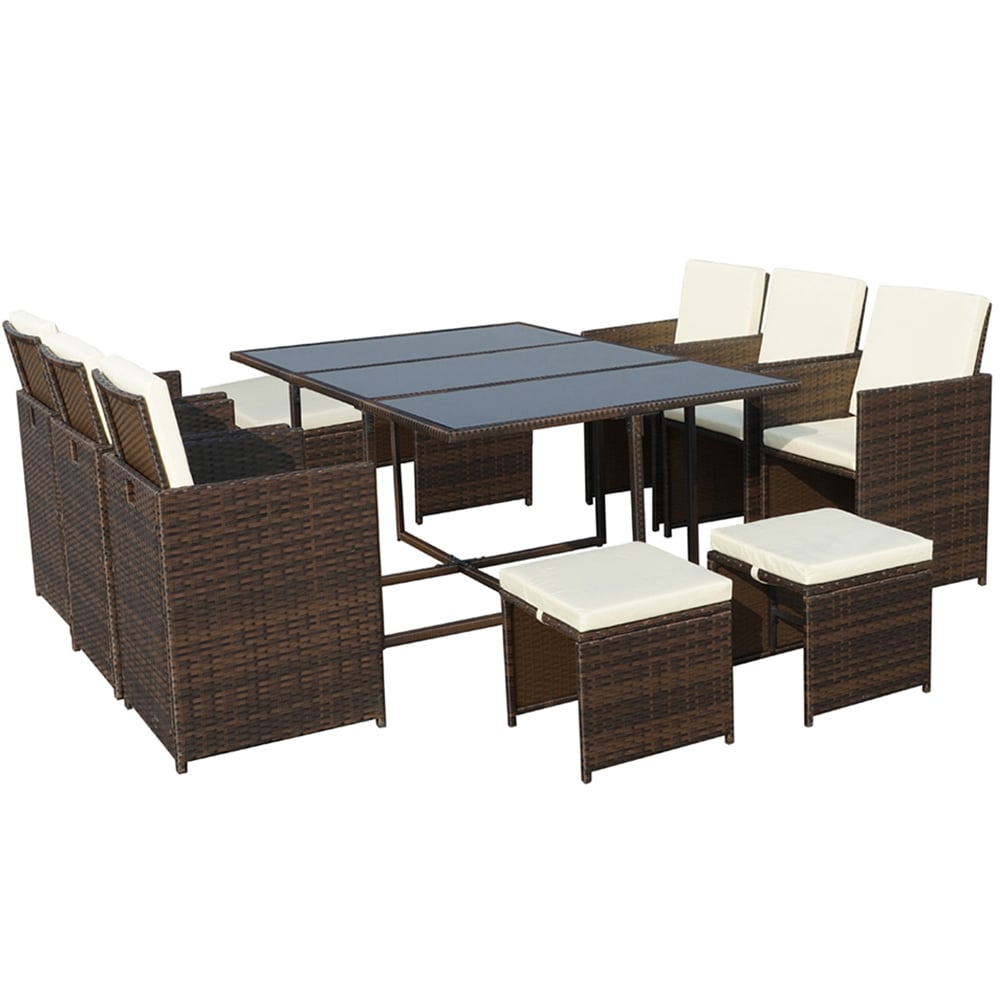 Royalcraft Cannes 10 Seater Cube Dining Set Brown Image 3