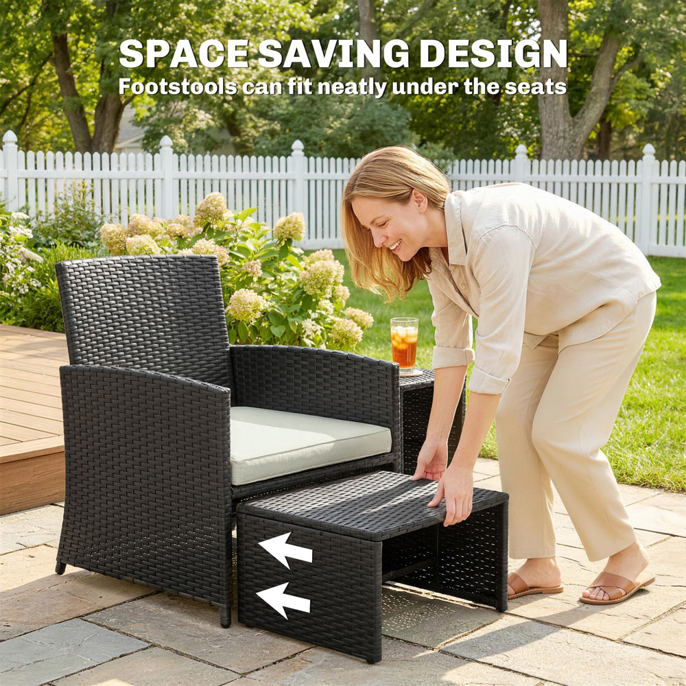 Outsunny 2 Seater Black Rattan Garden Sofa Set Image 7