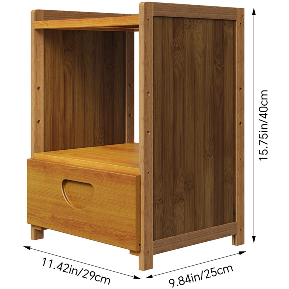 Living and Home Single Drawer Single Shelf Tea Colour Bedside Table Image 9
