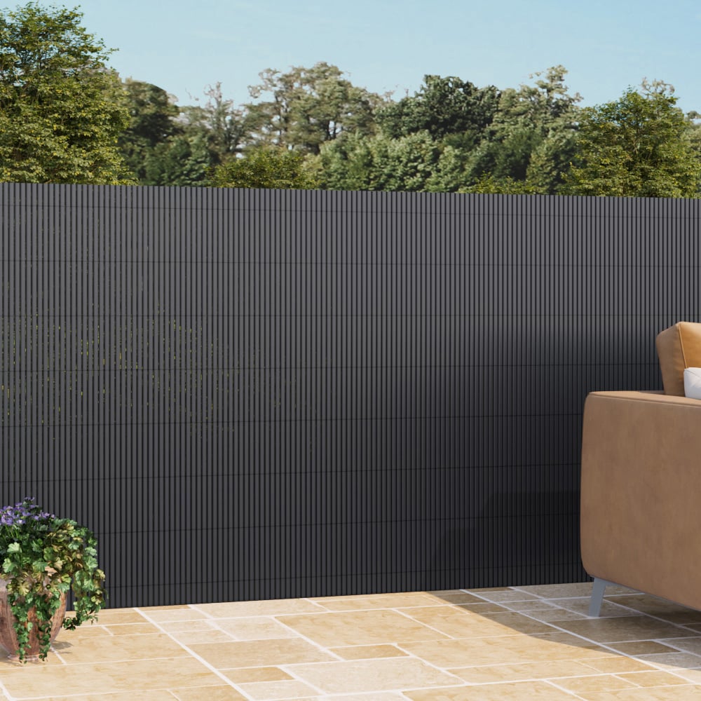 Living and Home Dark Grey Sun-Blocked PVC Privacy Fence Panels 300 x 120cm Image 1