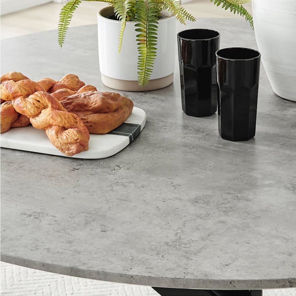 Furniturebox Arona Cesano Concrete Effect 6 Seater Round Dining Set Grey Black and Navy Image 5