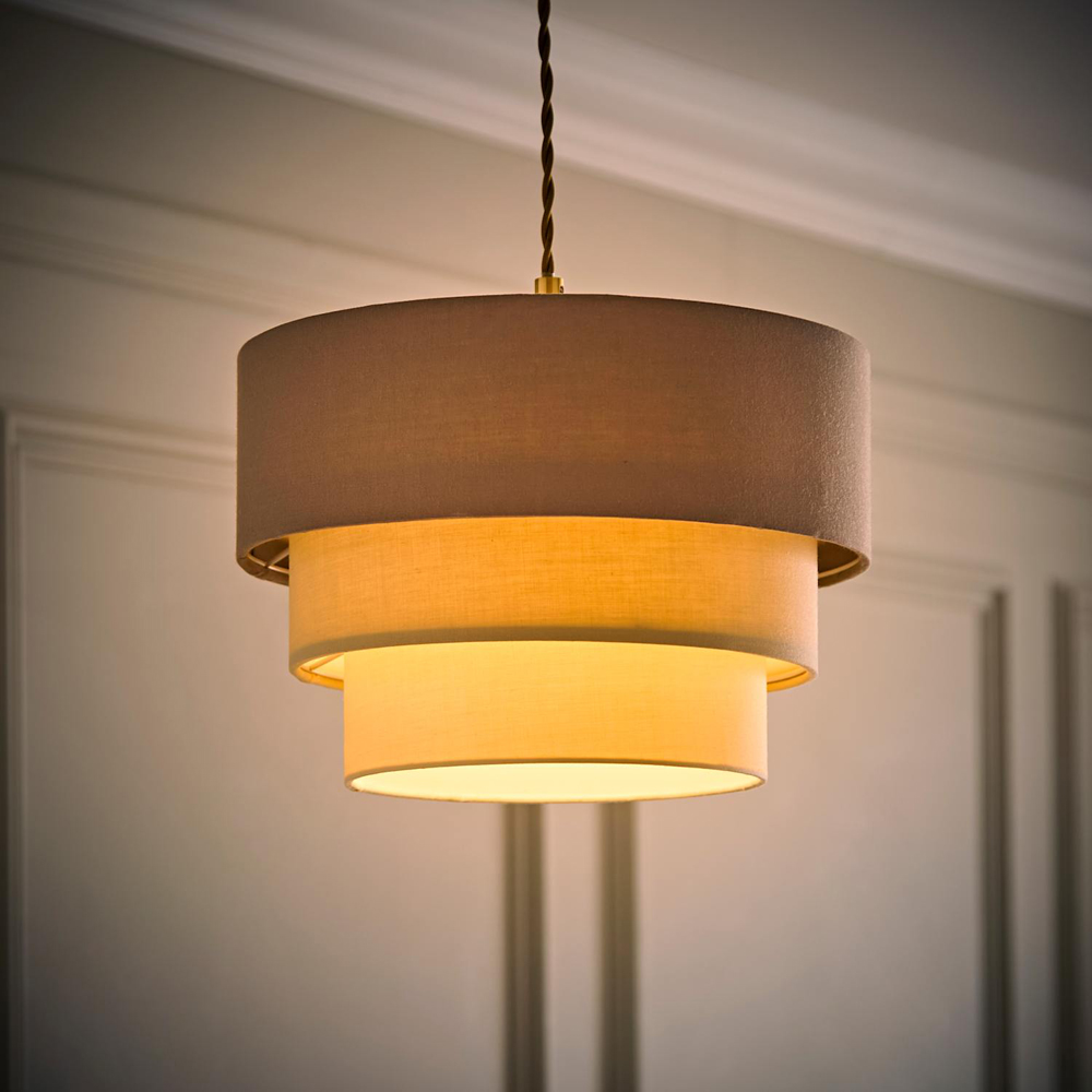 ValueLights Aztec 3 Tier Beige Fabric Easy Fit Ceiling Pendant Lamp Shade 30cm Image 2