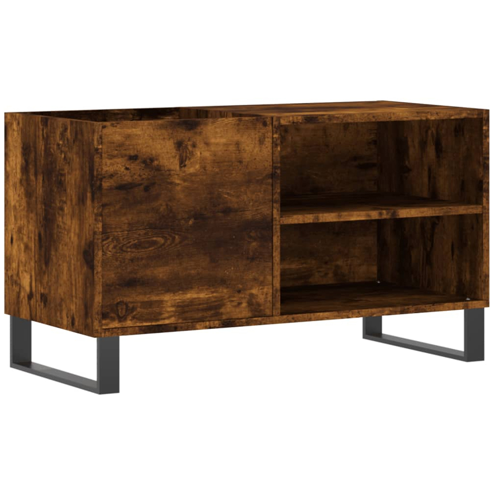 vidaXL 2 Shelf Smoked Oak Record Cabinet Image 2