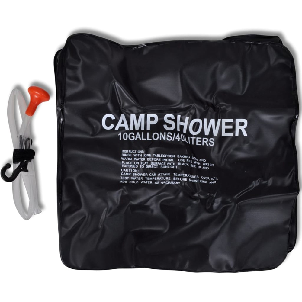 vidaXL 40L Black Portable Solar Heated Camp Shower Image 2