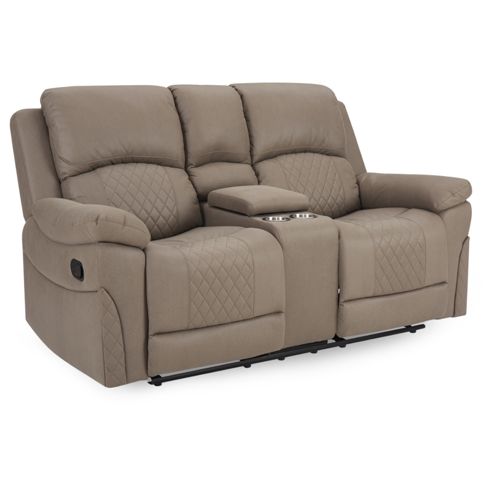 Home Detail Darius 2 Seater Brown Air Leather Manual Recliner Sofa Image 2
