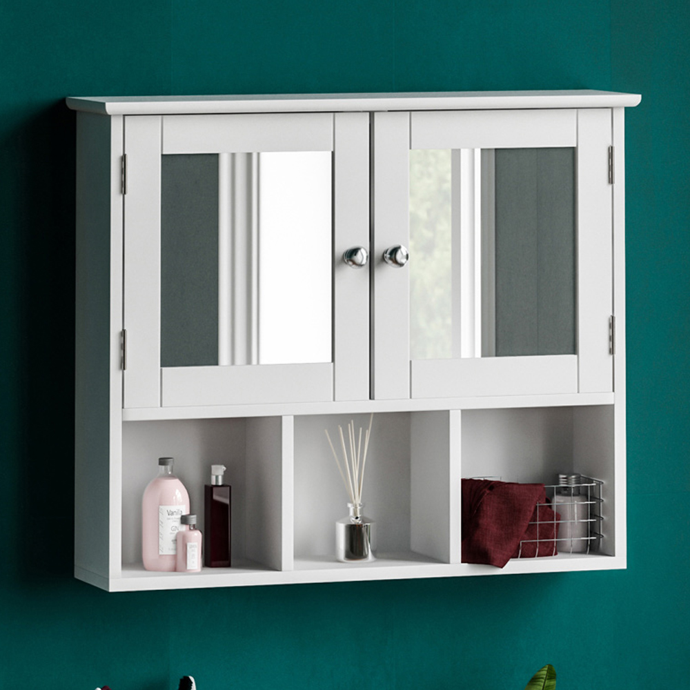 Lassic Bath Vida Priano White 2 Door Mirror Bathroom Cabinet Image 1