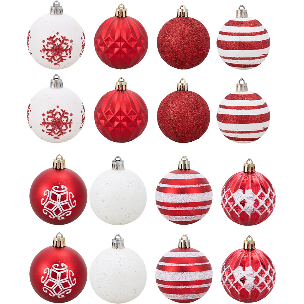 Living and Home Red and White Bauble 16 Pack Image 2