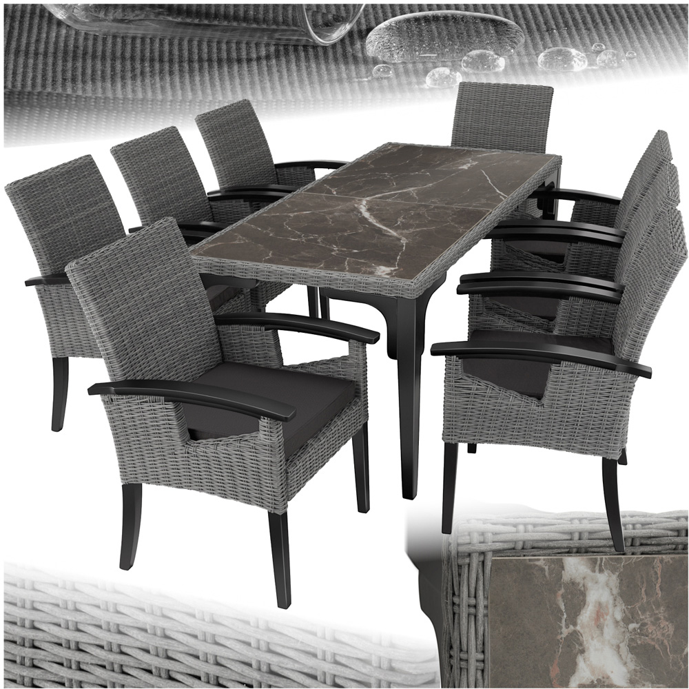 tectake Rosarno Foggia 8 Seater Poly Rattan Dining Table Grey Image 2
