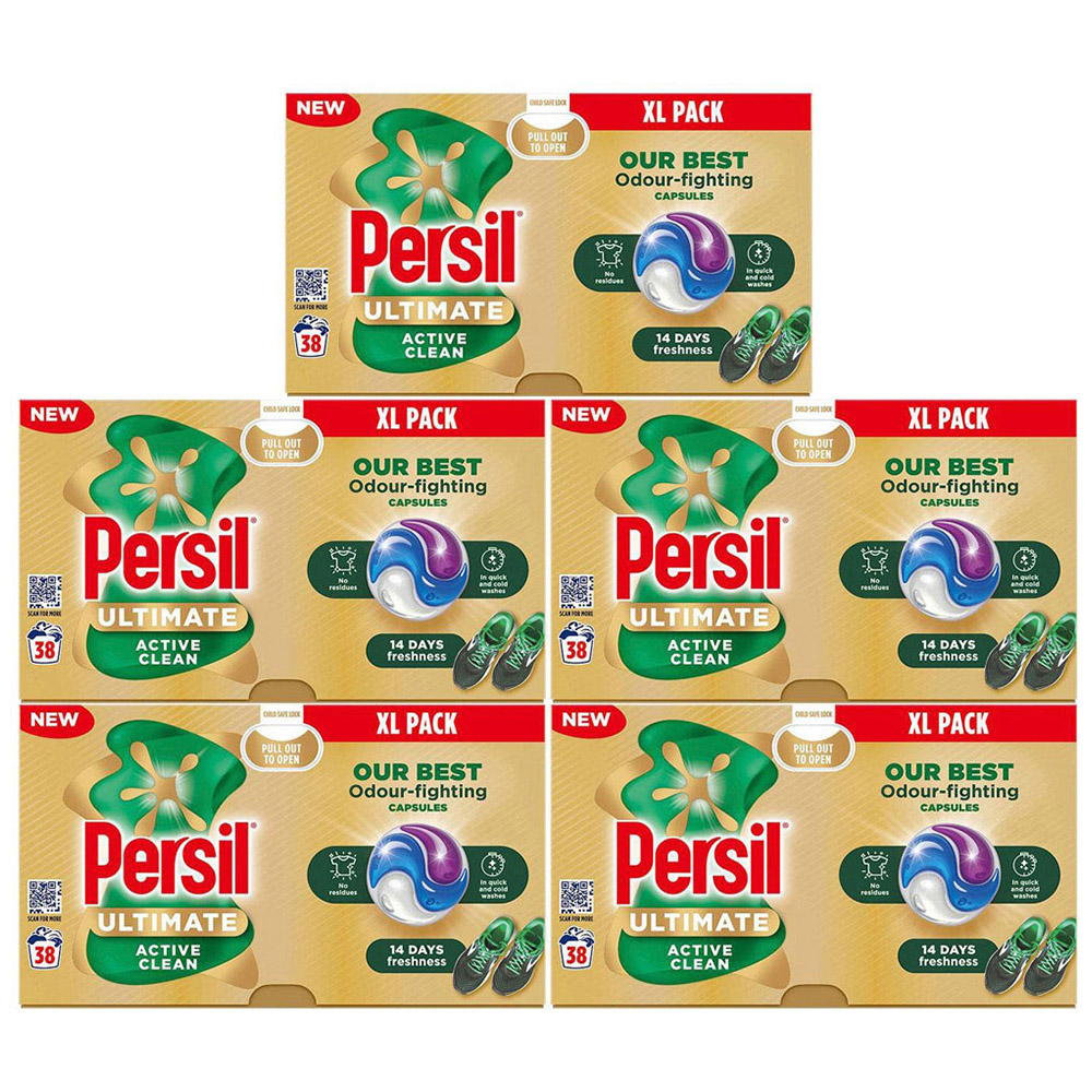 Persil Ultimate Odour Fighting Washing Capsules 38 Washes 5 Pack Image 1