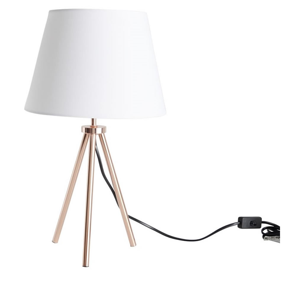 Wilko Rose Gold Tripod Lamp Image 2