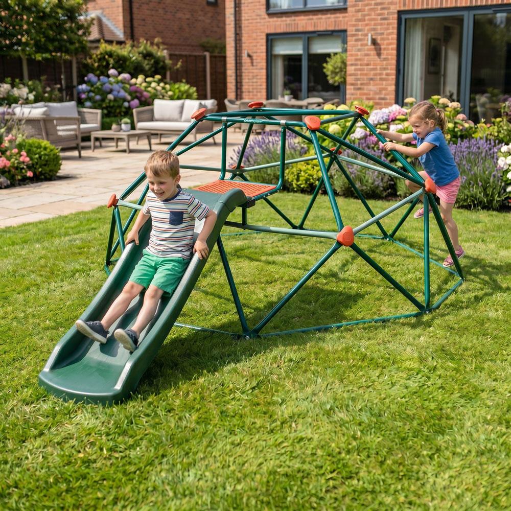 Plum Play Deimos Kids Green Metal Dome with Slide Image 3