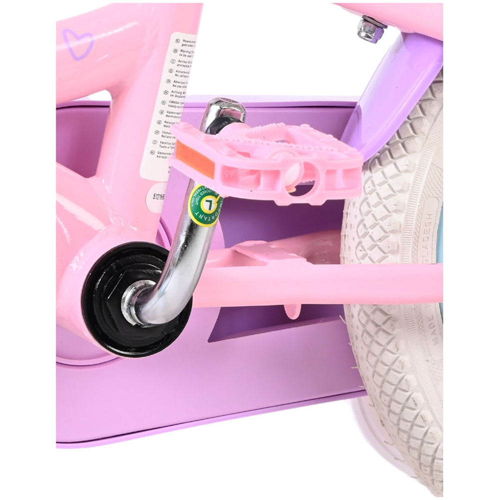 Volare Olivia Kids 12 inch Pink and Purple Bike with Stabilisers and Doll Seat Image 8