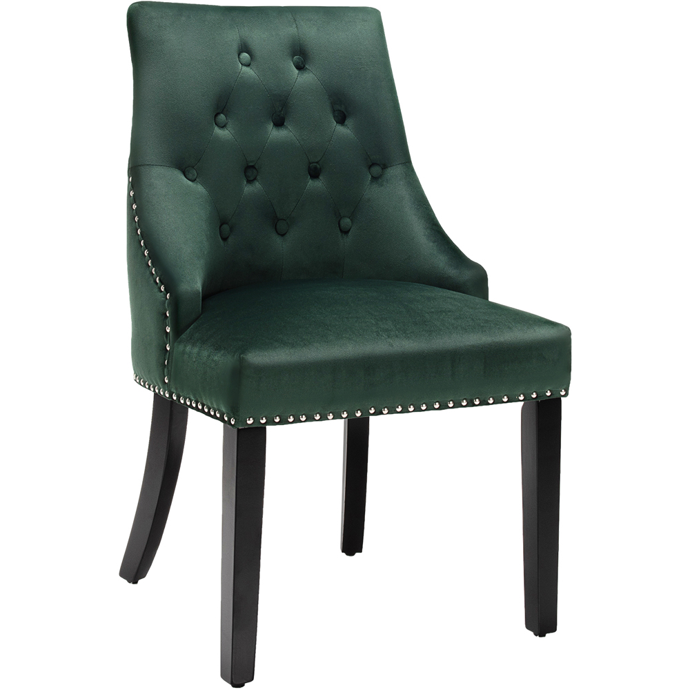 Costway Green Velvet Modern Button Tufted Studded Dining Chairs Image 3