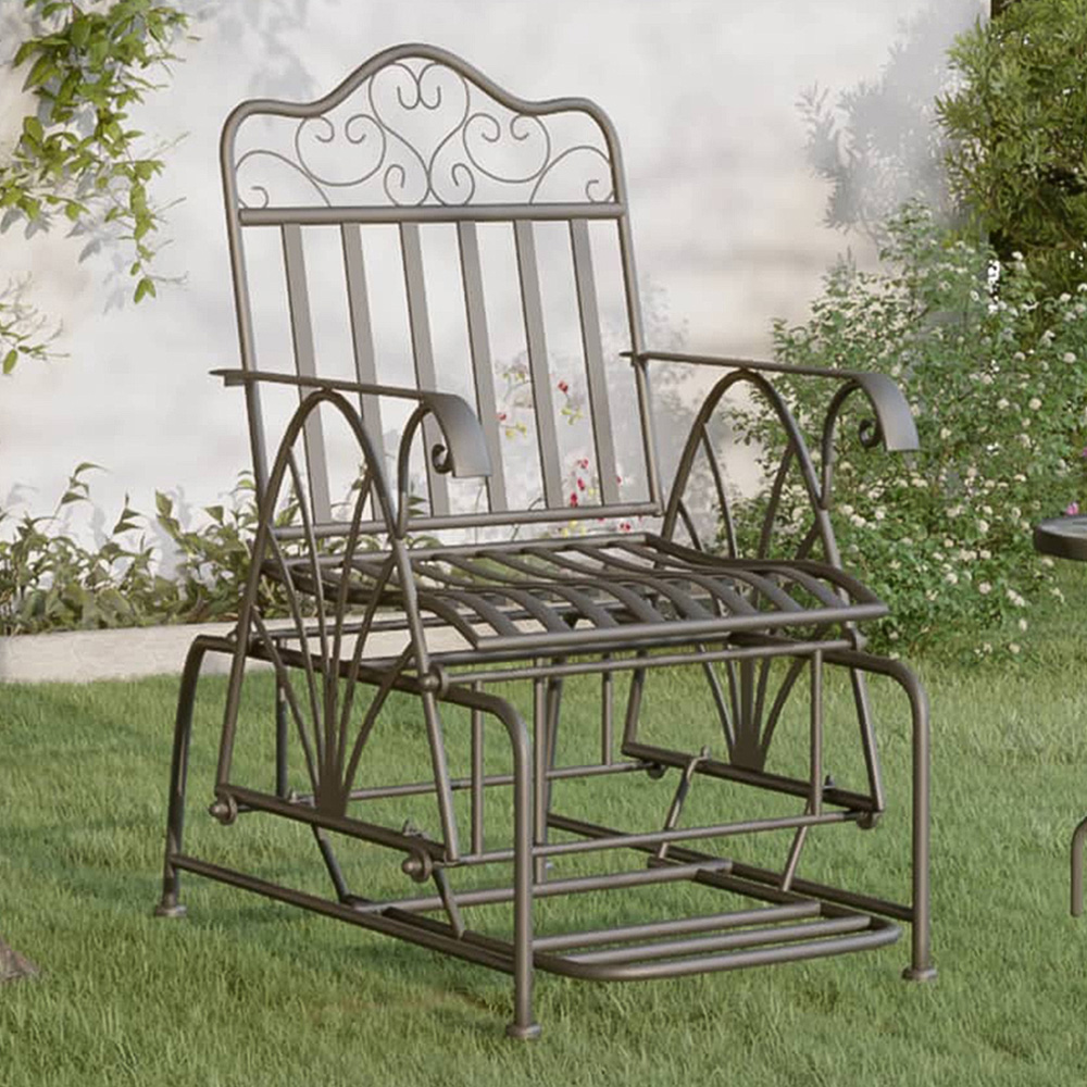 vidaXL Single Seater Black Steel Glider Bench Image 1