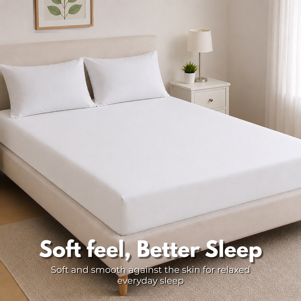 MHG Living Single White Pintuck Duvet Cover Set with Fitted Sheet Image 7