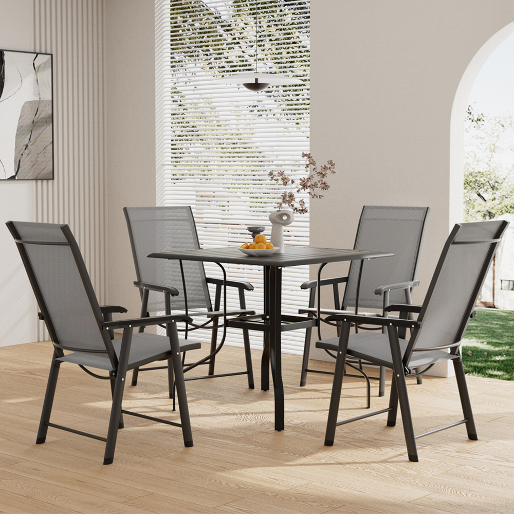 Living and Home Foldable 4 Seater Square Slatted Patio Set Image 1