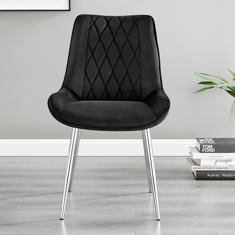 Furniturebox Elissa Cesano Marble Effect 2 Seater Round Dining Set White Black and Chrome Image 4