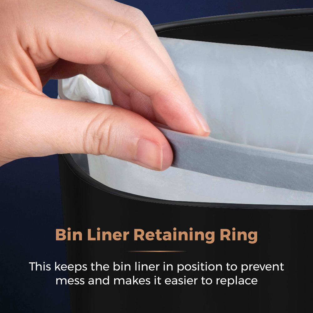 Tower Black and Rose Gold Square Sensor Bin 58L Image 5