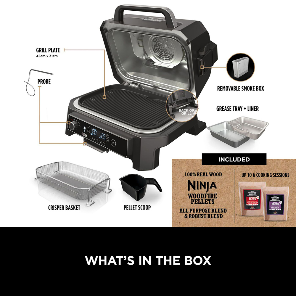 Ninja Woodfire Pro XL OG850UK 4 in 1 Outdoor Electric BBQ Grill and Smoker with Smart Cook System Image 4
