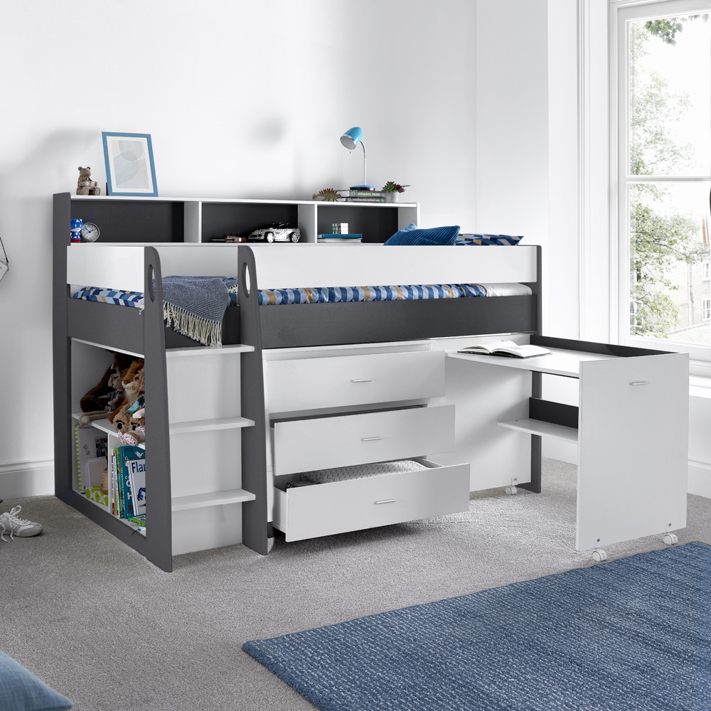 Ersa Grey and White Mid Sleeper with Spring Mattress Image 8