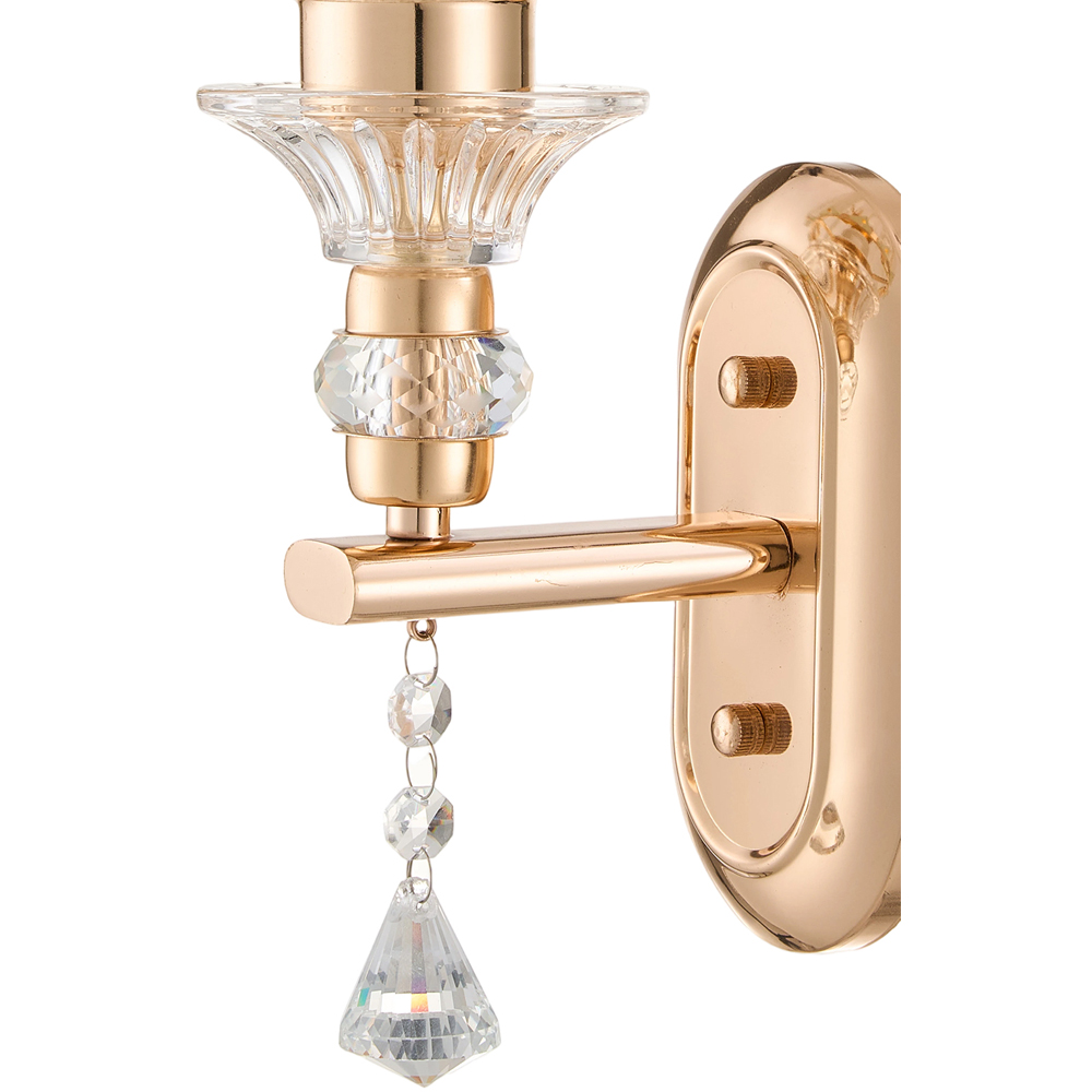 Living and Home Elegant Gold Metal and Crystal E27 Wall Light Image 6
