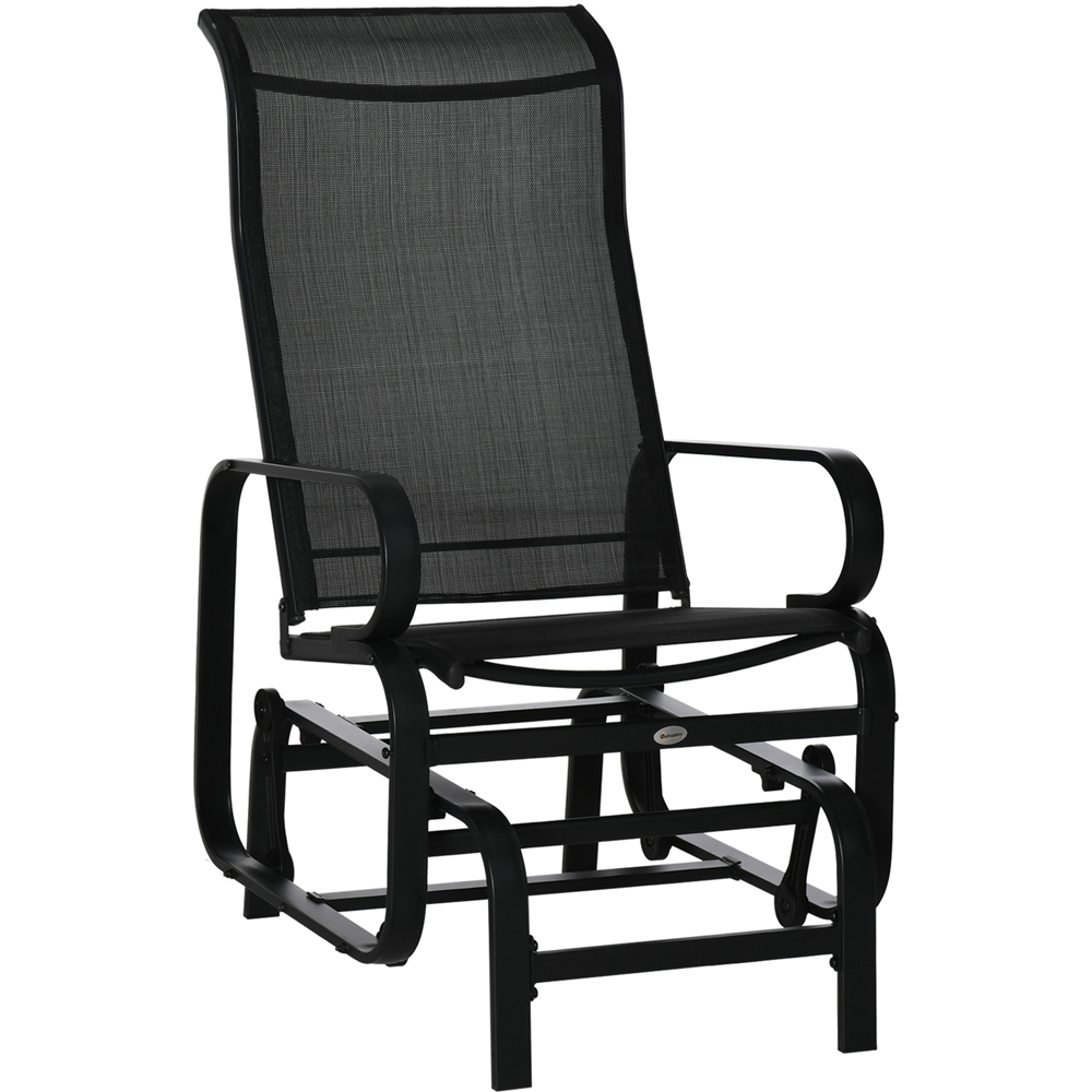 Outsunny Black Metal Outdoor Gliding Rocking Chair Image 2
