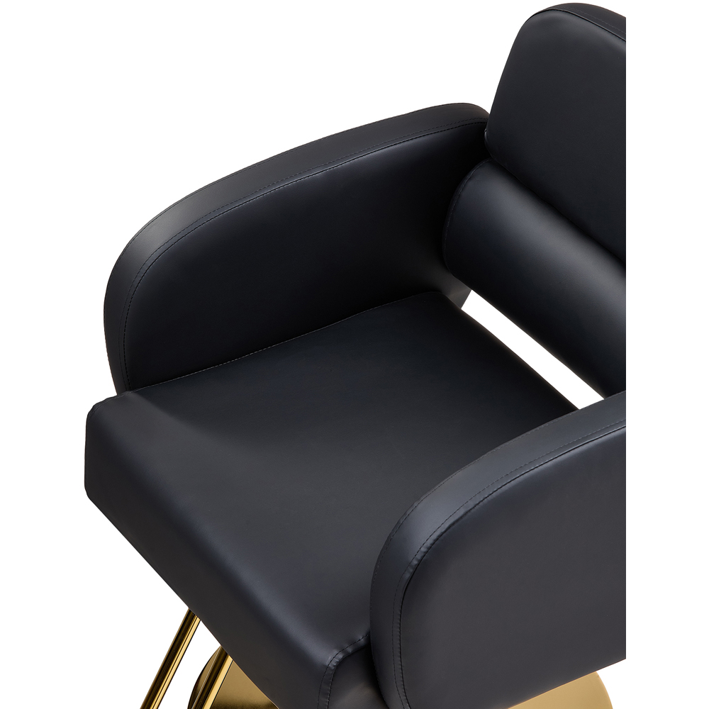 Living and Home Black and Gold Barber Chair with Hydraulic Lift and Footrest Image 5