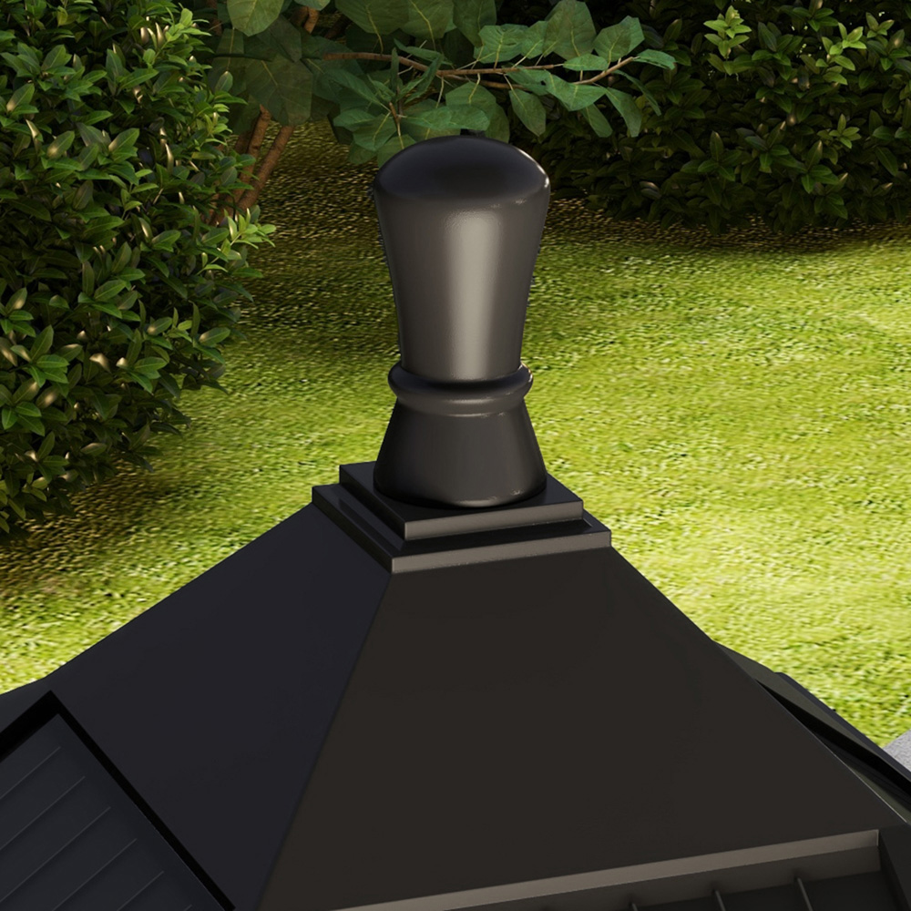 Outsunny Cool White LED Waterproof Black Garden Solar Lamp Post Light Image 3