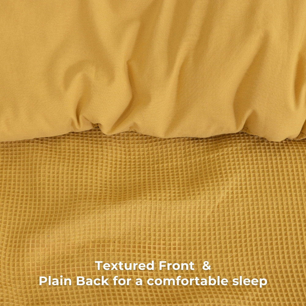 MHG Living Single Mustard Chunky Waffle Duvet Cover Set Image 6