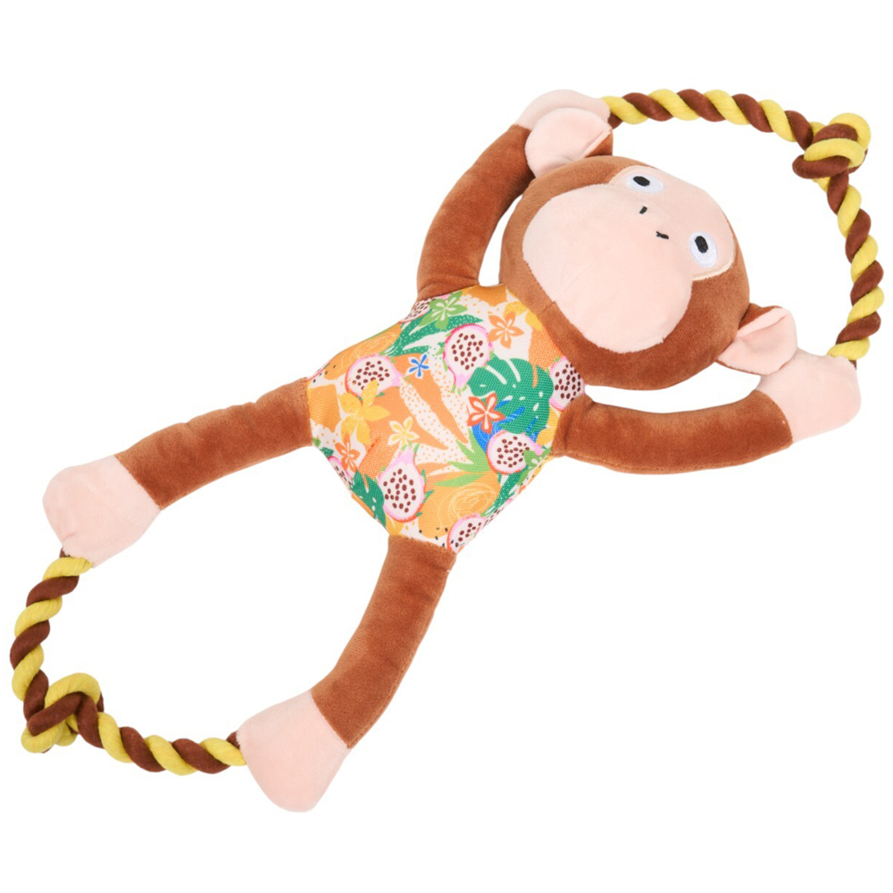 Jungle Fruits Monkey Tug Dog Toy Brown Image 2