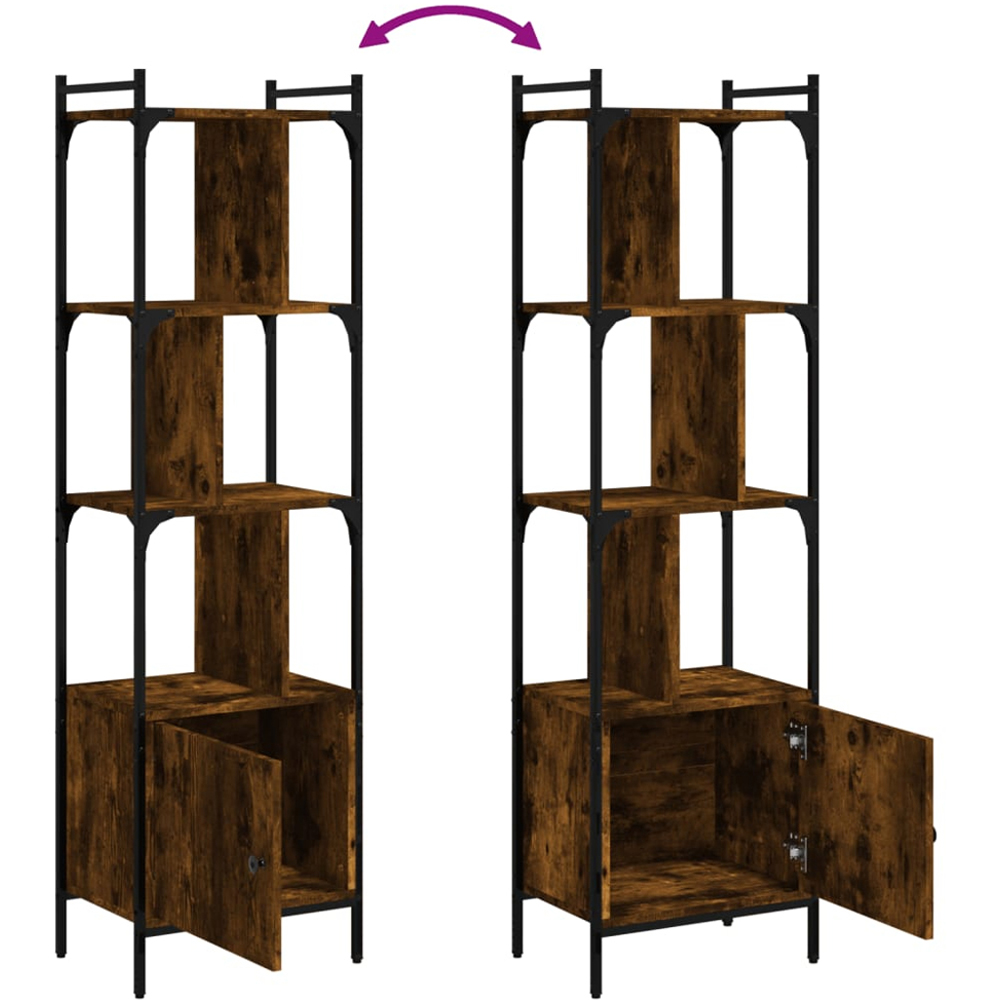 vidaXL Single Door 3 Shelf Smoked Oak Bookcase Image 7