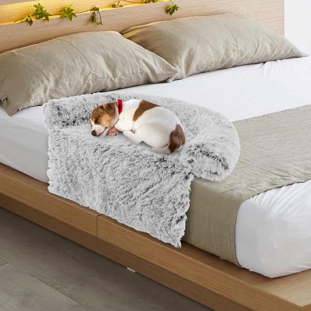 Costway White Small Fluffy Dog Mat Couch Cover Protector with Anti Slip Bottom Image 3