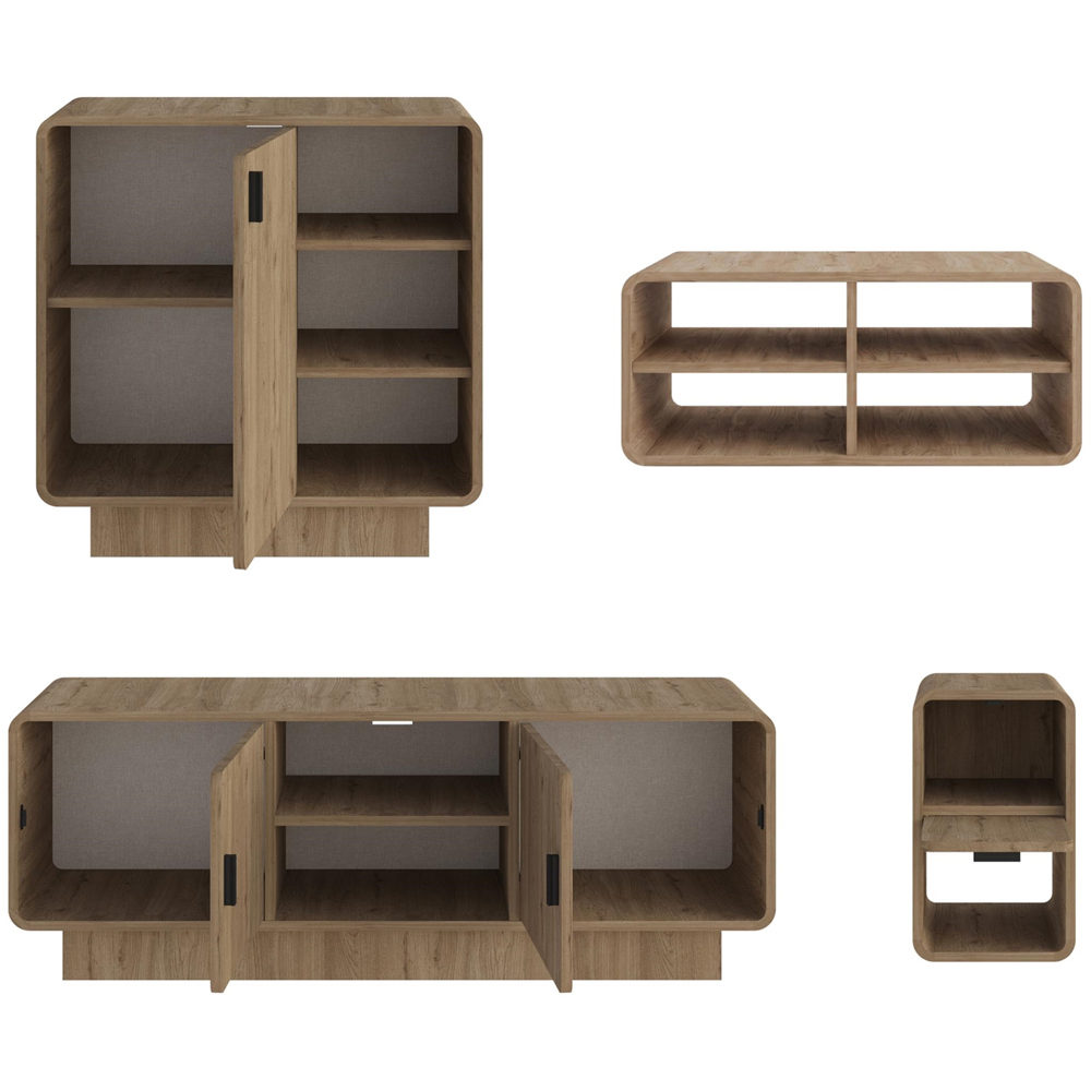 Decortie Rovel 4-Piece Natural Oak Living Room Set Image 3