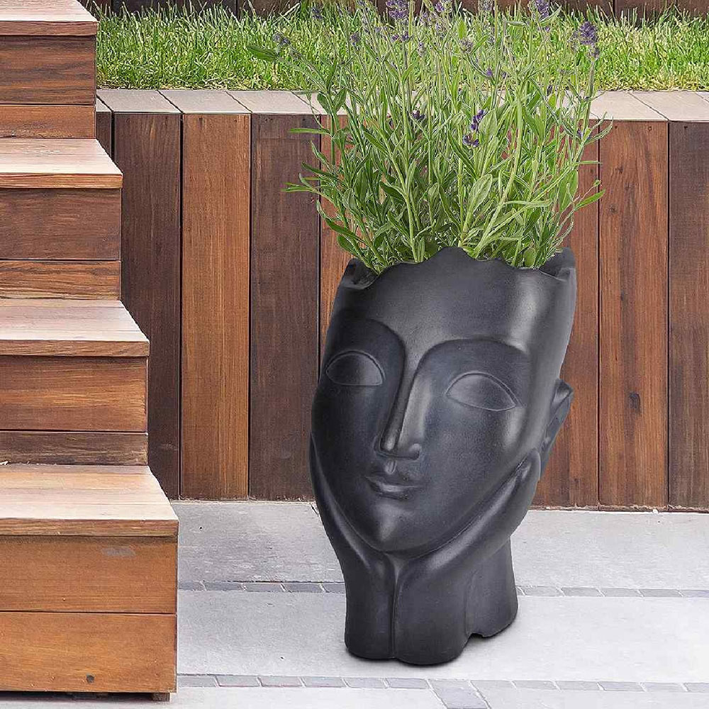 wilko Oval Black Outdoor Face Plant Pot 34.5cm Image 4