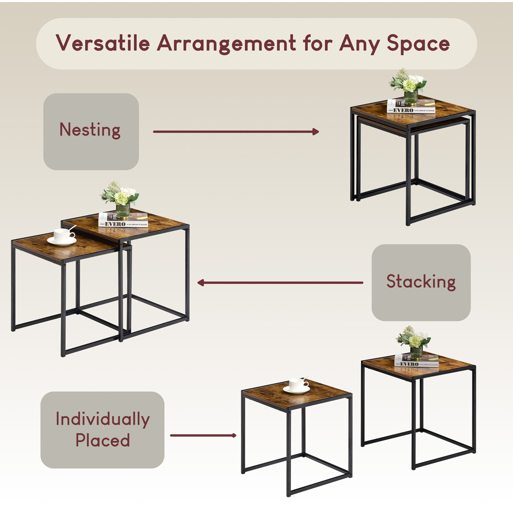 VIDA DESIGNS Brooklyn Dark Wood Nest of Tables Set of 2 Image 6