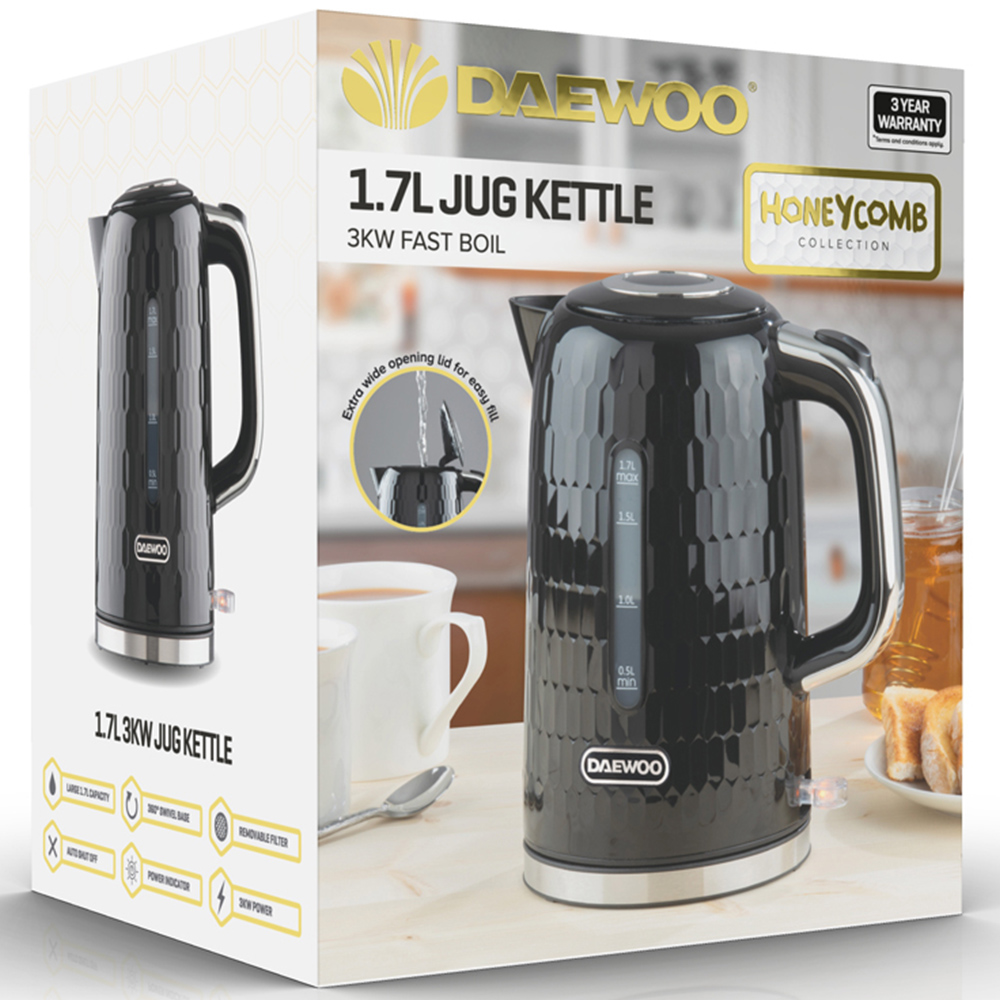 Daewoo Honeycomb Black 1.7L Jug Kettle Image 5