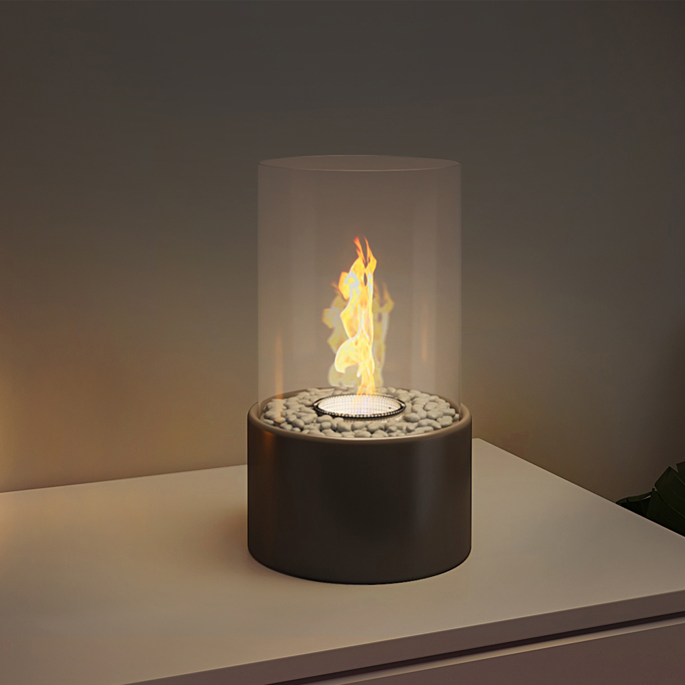 Living and Home Tabletop Ventless Ethanol Fireplace with Glass Screen Image 2