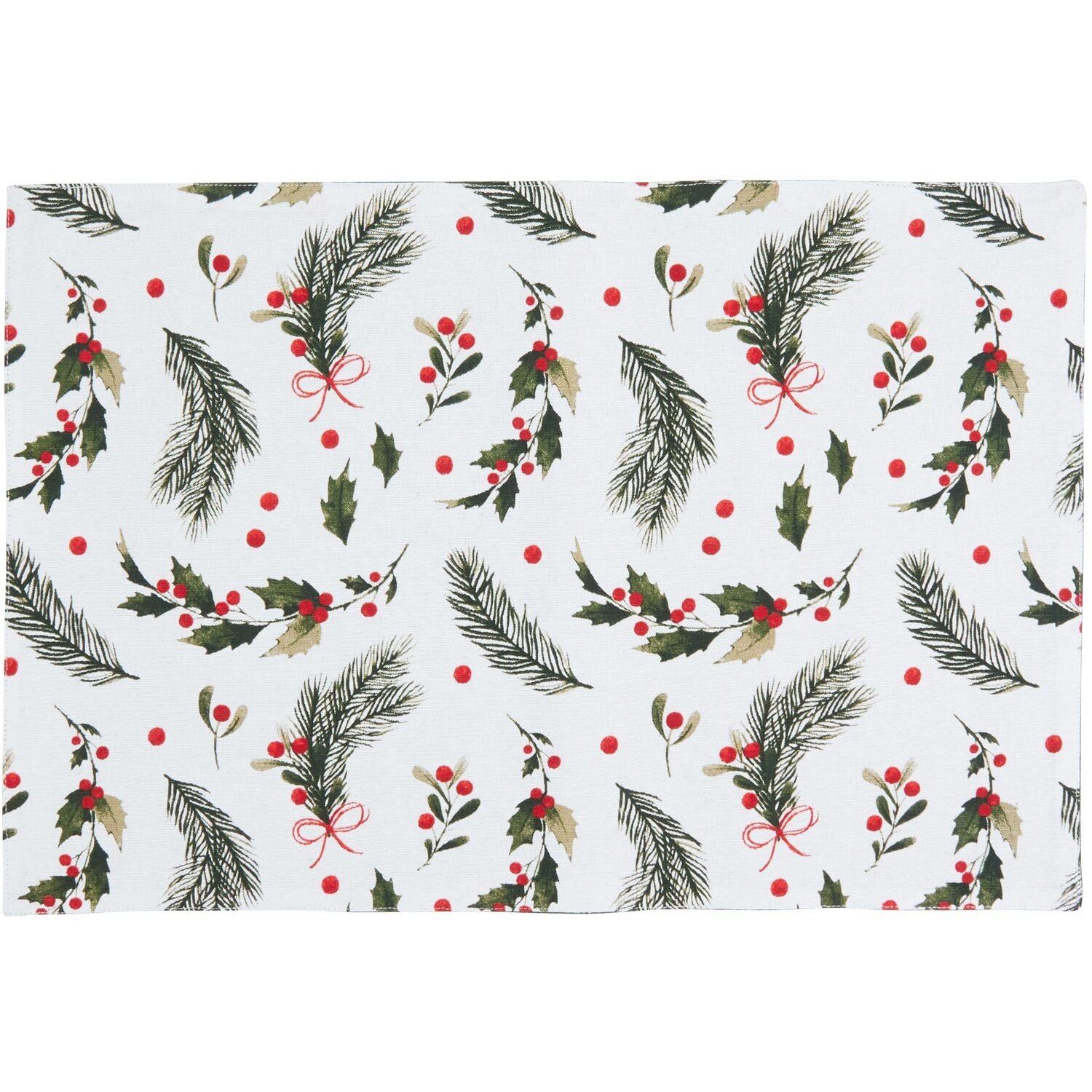 Set of 2 Holly Placemats and Coasters - Green Image 2