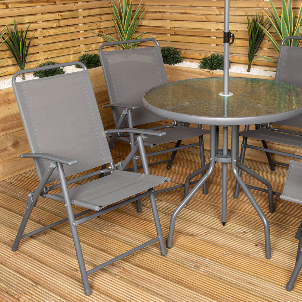 Samuel Alexander 4 Seater Patio Dining Set Grey with Parasol Image 6