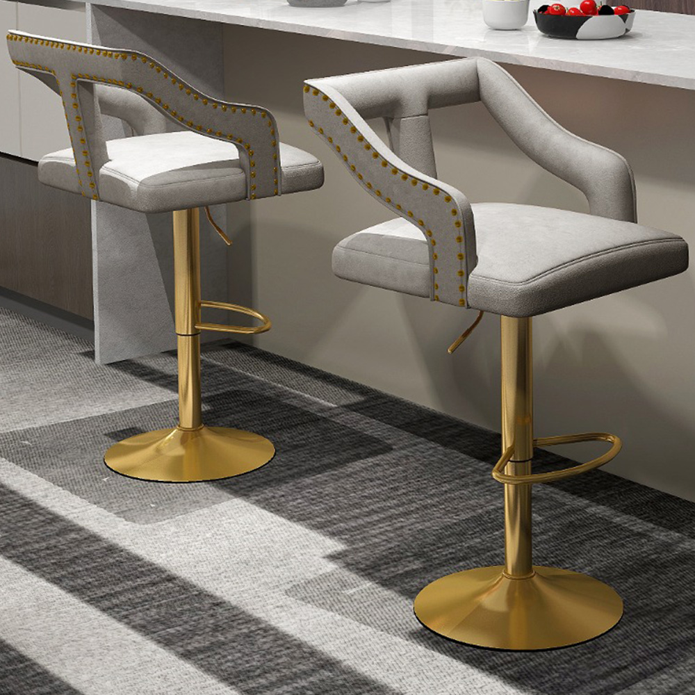 Costway Grey Swivel Bar Stool Set of 2 Image 1