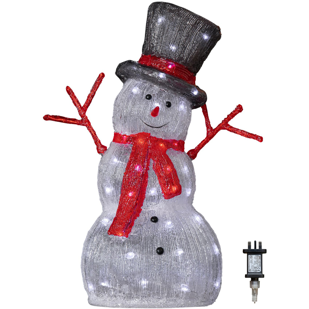 Samuel Alexander White LED Light Up Acrylic Snowman with Top Hat and Scarf Christmas Decoration 55cm Image 2