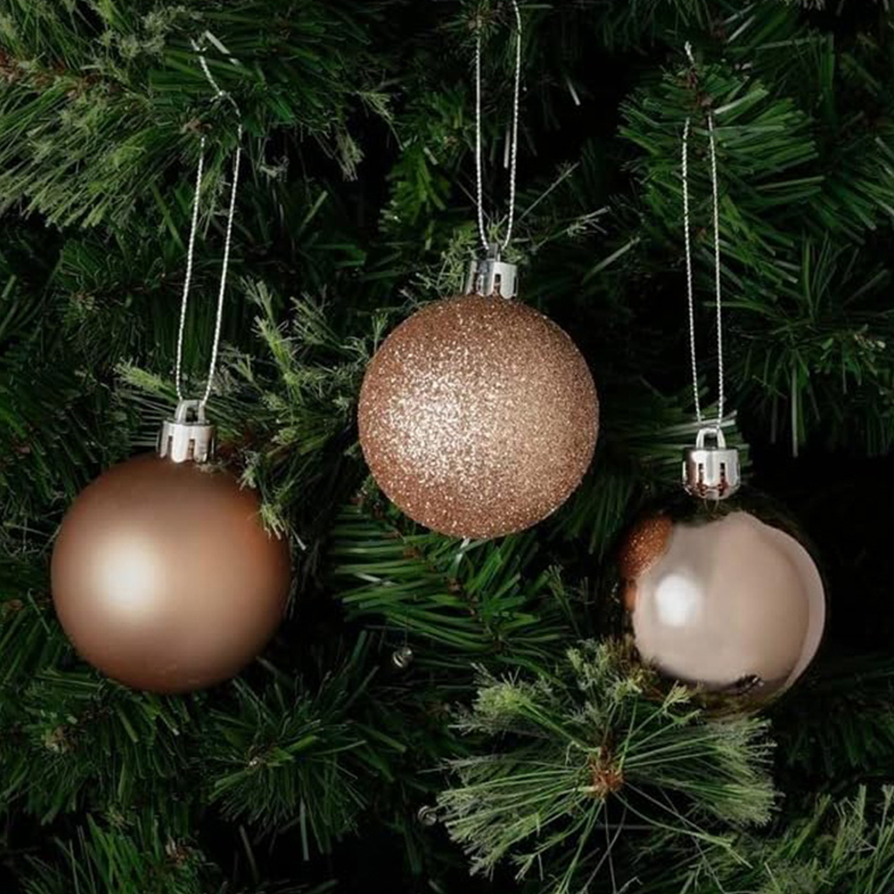 Shatchi 5cm Rose Gold Shatterproof Christmas Bauble 12 Pack Image 2