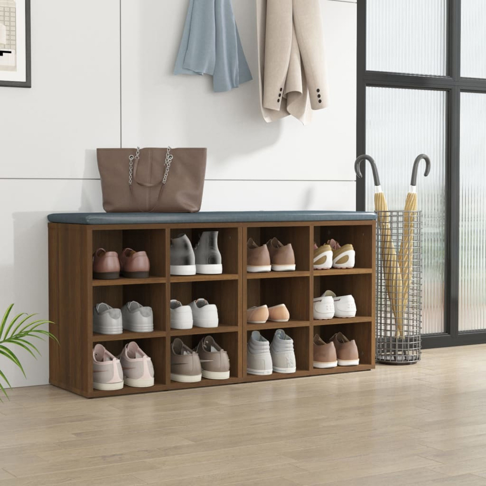 vidaXL 12 Open Shelf Brown Oak Shoe Storage Cabinet Set of 2 Image 9