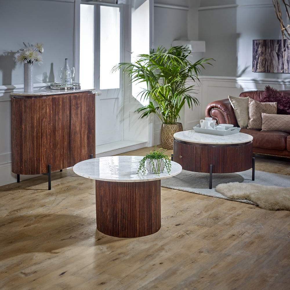 Brooklyn Opal Marble Top Mango Wood Coffee Table Image 7